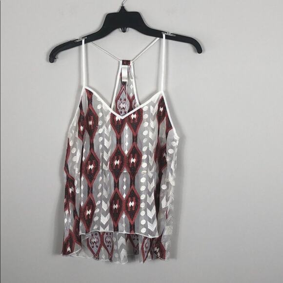 Line & Dot Top Sheer Silk Tribal Racerback Tank - Picture 4 of 4